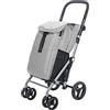 Carlett Carrello della Spesa 4 Ruote Pieghevole, Borsa Estraibile Grande Capacità 53L/15 kg e Borsa Termica 10L, Manico Regolabile, Freno di Sicurezza, Convertibile a 2 Ruote, Classic Duo, Bianco