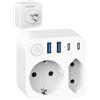 SUDEERY Adattatore da viaggio USA America Germania con 4 USB (2 tipo C) EU to USA Adattatore presa con interruttore, 2 prese da viaggio per Canada Messico Thailandia, bianco