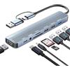 Vecbmn Hub USB C 3.0, Hub USB C 8 in 1 Adattatore, Adattatore Multiporta Hub con USB 3.0, USB 2.0, Lettore Schede SD/TF, jack per cuffie da 3,5 mm, Hub Usb C Per Macbook Air/Pro, Galaxy, Ipad, Windows ecc