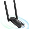 OFFCUP Chiavetta Wifi 5400Mbps USB Wifi 2 Antenne Adattatore Wireless USB 3.0 Alto Guadagno WiFi 6E 5dBi Dongle Tri-Band 6/5/2,4GHz WPA3 per Windows 11/10 per PC Fisso Desktop Laptop