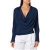 Pinko BONADEA Blusa Crepe DE Chine Maglietta a Maniche Lunghe Senza Collo, G57_Blu Cerimonia, 42 Donna