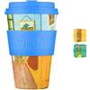 Ecoffee Cup 14oz 400ml Ecoffee Cup Riutilizzabile Eco-Friendly 100% a base vegetale tazza di caffè con coperchio e manica in silicone - Tazza da viaggio senza melamina, The Bedroom