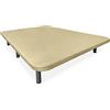 Somnia Descanso - Base imbottita 3D rinforzata, grande stabilità con 5 barre trasversali con valvole di ventilazione e 6 gambe metalliche filettate da 25 cm, 105 x 190, beige