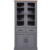 Inter Link - Vetrina - Buffet - Mobile da pranzo - Legno massiccio FSC - 4 ante - 2 cassetti - 3 ripiani - Forenzo 4T2S - grigio/rovere colori