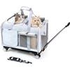 BEAUTYMONKEY.K Trasportino Doppio per 2 Gatti con Ruote- 2 Scomparti Indipendenti Trasportino Trolley per Due Gatti,Rete Antigraffio & Traspirante,Ideale per Visite Veterinarie,Trasferte e Passeggiate