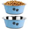 YUDANSI 2pc Acciaio Inox Ciotole per Cani, 2020ml Antiscivolo Ciotole Cani