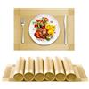 jiuzcare Tovagliette Americane Lavabili Plastica PVC Set 6 Pezzi Tovaglietta da Tavola Non-Scivolose Antiscivolo Antimacchia Resistenti Calore Tovagliette Adatto Tavolo da Pranzo Cucina 45x30cm, Oro