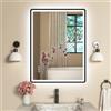 STARLEAD Nero Specchio-LED-Bagno-con-Luce 80x60cm, Bluetooth, 3 Colori Luce, Dimmerabile, Antifog, Memoria, IP44, Vetro Temperato, Orizzontale/Verticale, Cornice non Metallica
