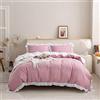 Homewish Set di 2 copripiumini rosa da 155 x 220 cm, per bambini e bambine, con volant bianchi, stile shabby chic, leggero, reversibile, per donne adulte, camera da letto, soggiorno, decorazione