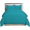 British Home Bedding - Set copripiumino in percalle di cotone misto cotone tinta unita con 2 federe (verde acqua, super king)