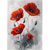 MEIYUDA 5D DIY Diamond Painting Kit Completo Fiori Rossi, Diamant Painting Fai-da-te Diamond Painting, Pittura Diamante Strass Ricamo a Punto Croce Painting per Decorazioni Casa 30x40cm