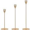 GEMMAHW Gold Candle Holders Set di 3 Porta Candele, Candelabro Dorati in Metallo, Portacandele da Tavolo di Diverse Dimensioni, Candeliere da Tavolo per Matrimoni