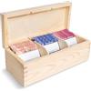 Creative Deco Scatola Porta Tè e Tisane in Legno per Pasqua, Porta Oggetti 3 Scomparti | 22,5 x 9,5 x 8cm | Portagioie, Te | Coperchio, Serratura e Divisori Rimovibili | Decoupage, Organizzare, Regalo