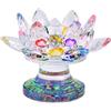 JJQHYC Portacandele Cristallo Fiori di Loto Colorati Deco Arcobaleno - Decorazione di Cristallo Natale Tealight Ornamenti - Vetro