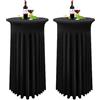 YMHPRIDE 2 Pezzi Nero Rivestimento Elastico per tavoli con Gonna Ø60-65cm Fodera Elastica Tavolo Alto, Tovaglia Stretch Cover Tavolo, Copritavolo Elastico Bar Matrimoni Catering (60X110cm,Nero)