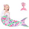 Huahuanghui Coperta a coda di sirena, 110 x 40 cm, coperta da ragazza con stelle glitterate, con forcine per capelli, morbida e calda coperta in peluche, Colore: rosa., S