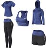 JULY'S SONG Tuta da yoga, set da 5 pezzi, abbigliamento da corsa, palestra, fitness, Blu mare, XL