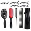 ABWXN Set di spazzole per capelli ricci con spazzola districante, 9 file, flacone spray per capelli, spazzola per massaggio del cuoio capelluto e fermagli per capelli