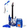 BSD Chitarra rock con corde in acciaio, amplificatore, supporto regolabile e microfono - Chitarra rock per bambini - Chitarra per bambini - Strumento musicale per bambini - Blu