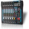 SIKUING Audio Mixer Professionale a 6 Canali per Streaming Con Effetto 16 DSP, Interfaccia USB e Phantom Power da 48 V - Stereo DJ per PC Recording/DJ Palcoscenico