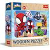Trefl - Puzzle in Legno: Marvel, Spidey and his Amazing Friends, Il Coraggioso Spidey e gli Amici - 24 Pezzi, Wooden Puzzle, Bordi Arrotondati, Disegno sul Retro, per Bambini dai 3 anni