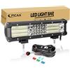 PICAA 12 pollici 30cm 330W Barra LED Fuoristrada con Cablaggio Kit, Quad Rows Barra Luce Led, Barra Luminosa a Led 6000K Bianca Luci di Lavoro per 4x4 Auto SUV UTE ATV 12V 24V