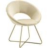 IlGruppone Poltrona Tonda Camera da Letto in Velluto Design Moderno, Sedia Imbottita Circolare con Gambe in Metallo Placcato Oro - Poltroncina per Salotto con Seduta Morbida Modello Grace - Beige