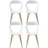 HJhomeheart Set di 4 Sedie da Pranzo Moderne Sedie da Cucina con Gambe in Metallo (Rovere), Sedie da Ufficio in Stile Scandinavo, Design con Schienale Cavo, Bianco+Rovere