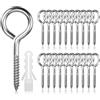 HATANSE 10 Pezzi Occhielli a Vite per Legno, M5 x 65 mm Pesante Ganci Avvitabili in Acciaio Inox, Grandi Ganci A Vite Con Occhiello, Argenteo