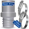 VIOKS Set 2x fascette per tubi in acciaio inossidabile 20-32mm & adattatore di scarico per lavatrice 22mmØ per 22mmØ - raccordo terminale per tubo di scarico della lavastoviglie