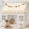 G TALECO GEAR Tenda per bambini con tappetino imbottito, decorazione e luci a LED, tenda per bambini, tenda interna per bambini, mobili per sala giochi in colori neutri