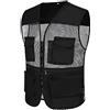 Generic 2024 Uomo Casual Lavoro All'aperto Pesca Viaggio Foto Cargo Gilet Tasche Mens Running Camicie Manica Corta, Nero , 3XL