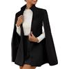 Yancremio Blazer da Donna Mantello Giacca Moda Business Casual Colore Solido Colletto in Piedi Cardigan Elegante Sottile Cocktail Matrimonio Ospite Blazer (Nero,XL)