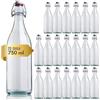 acquaverde | 20 Bottiglie in Vetro Costolata per Acqua, Bevande e Liquori, Design Vintage, Bottiglia Trasparente con Tappo Meccanico Ermetico - 750 ml