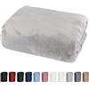 heimtexland® - Lenzuolo con angoli elasticizzati, tessuto Cashmere Touch Teddy peluche, super soffice, ÖKOTEX, Nicky, 100 x 200 cm, tipo 585, colore grigio