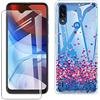JIENI Cover per Motorola Moto E7i Power Custodia + Vetro Temperato Pellicola (6.5), Trasparente Silicone Custodie Protettivo Morbido Shell Cartoon Case TPU Guscio Copertura - Amore rosa