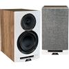 ELAC Uni-Fi Reference - Altoparlanti a 3 vie da 14,5 cm, in rovere o noce, per Home Theater e impianto stereo, deflettore bianco con lati in rovere