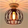 iDEGU Plafoniera Vintage 20CM Lampadario Soffitto Industriale in Legno e Metallo Design Gabbia E27 Illuminazione Moderna Lampada da Soffitto per Corridoio Camera da Letto Soggiorno Cucina (Nero)