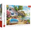 Trefl - Holiday Harbor - Puzzle 2000 Pezzi - Cani, Estate, Barca a vela, Puzzle moderno fai da te, Intrattenimento creativo, Divertimento, Puzzle classici con animali, per adulti e bambini dai 12 anni