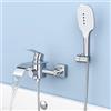 KULACO Robinet de baignoire avec douchette, robinet de baignoire en laiton, mitigeur de douche avec interrupteur de pression, robinet de douche en saillie, robinet de baignoire (Chrome)