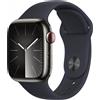 Apple Watch Series 9 GPS + Cellular - Smartwatch con Cassa 41m in Acciaio inossidabile Grafite con Cinturino Sport Band Mezzanotte - S/M - MRJ83QL/A