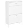 Easycomfort Mobile Scarpiera Moderno per 12 Paia di Scarpe con 2 Ante a Ribalta e Cassetto, 76x26x110 cm, Bianco