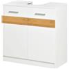 EasyComfort Mobile Moderno Sotto Lavabo Bagno per nascondere tubi idraulici, Sottolavandino con Antine in Legno Bianco, 60x30x60.5cm
