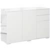 Easycomfort Mobiletto Multiuso in Legno Bianco con 2 Cassetti e 2 Armadietti con Apertura a Pressione, 117x36x74 cm