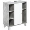 Easycomfort Mobiletto Sottolavandino con Intaglio a U e 6 Ripiani in Legno, 60x30x68cm - Bianco, Grigio