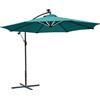 Easycomfort Ombrellone da Giardino Ø3x2.5 m a Braccio con Manovella e 8 Strisce LED a Energia Solare, Verde