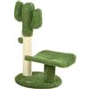 Easycomfort Albero per Gatti a forma di Cactus con Tiragraffi e Pallina da Gioco, 35x31x55.5 cm, Verde e Bianco