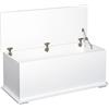Easycomfort Panca Contenitore Multiuso in Legno MDF, 2 Maniglie e Apertura con Blocco di Sicurezza, 81x40x46cm, Bianco