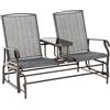 Easycomfort Panchina a Dondolo da Giardino a 2 Posti in Metallo e Tessuto a Rete Traspirante, 147x78x101.5cm, Marrone e grigio