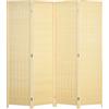 Easycomfort Paravento da Interno a 4 Ante Pieghevole Altezza 180cm, Legno e Bambù Stile Boho, Colore Naturale
